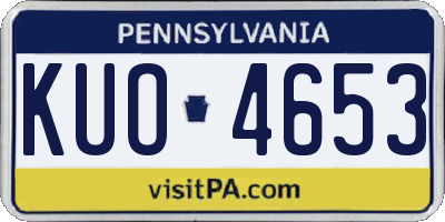 PA license plate KUO4653