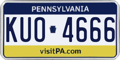 PA license plate KUO4666