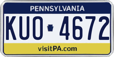 PA license plate KUO4672