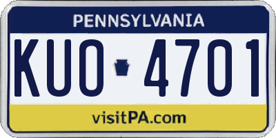 PA license plate KUO4701