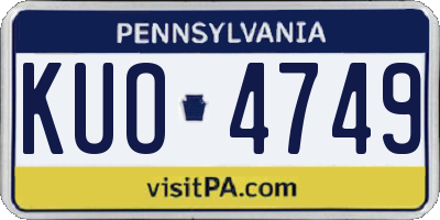 PA license plate KUO4749