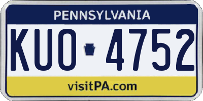 PA license plate KUO4752