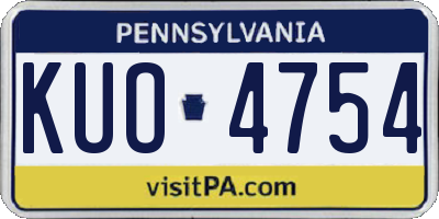 PA license plate KUO4754