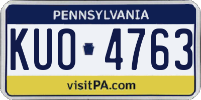 PA license plate KUO4763