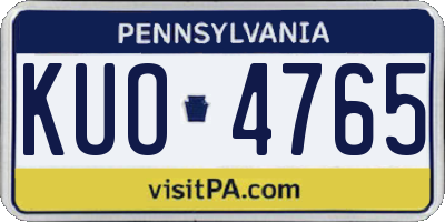 PA license plate KUO4765