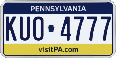 PA license plate KUO4777