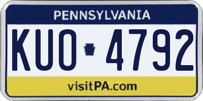 PA license plate KUO4792