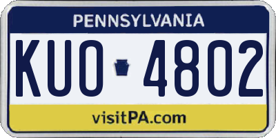 PA license plate KUO4802