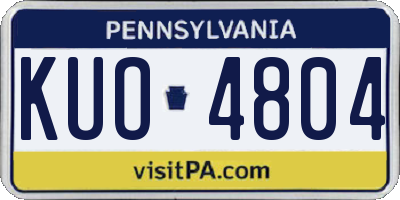 PA license plate KUO4804