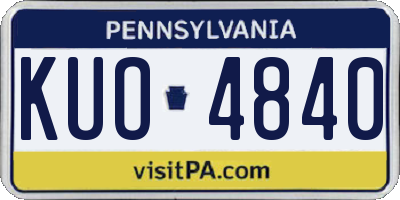 PA license plate KUO4840
