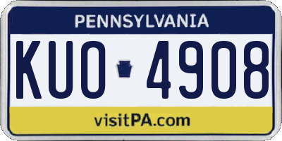 PA license plate KUO4908