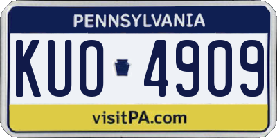 PA license plate KUO4909