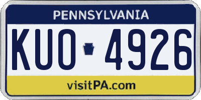 PA license plate KUO4926