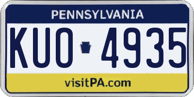 PA license plate KUO4935