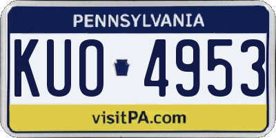 PA license plate KUO4953