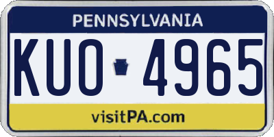 PA license plate KUO4965