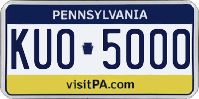PA license plate KUO5000