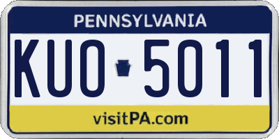 PA license plate KUO5011