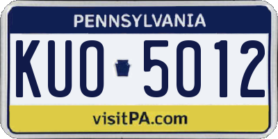 PA license plate KUO5012