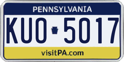 PA license plate KUO5017
