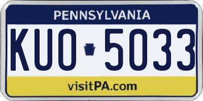 PA license plate KUO5033