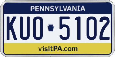 PA license plate KUO5102