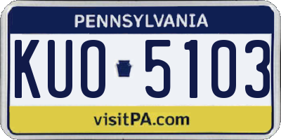 PA license plate KUO5103