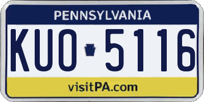 PA license plate KUO5116
