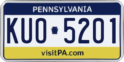 PA license plate KUO5201
