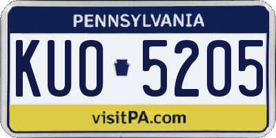 PA license plate KUO5205