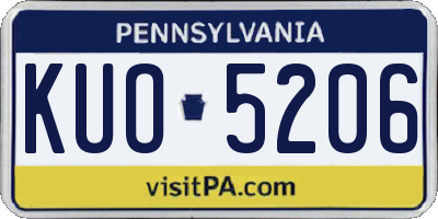 PA license plate KUO5206