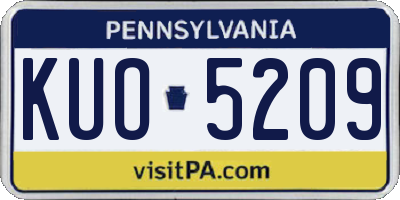 PA license plate KUO5209