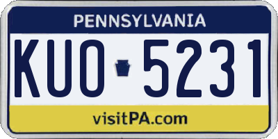 PA license plate KUO5231