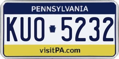 PA license plate KUO5232