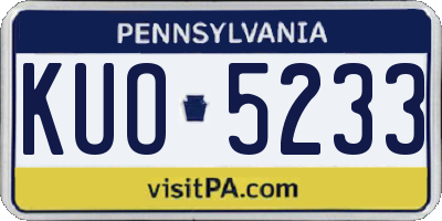 PA license plate KUO5233