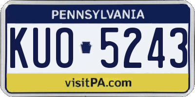 PA license plate KUO5243