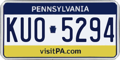 PA license plate KUO5294