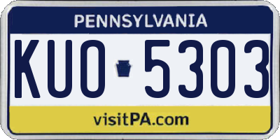 PA license plate KUO5303