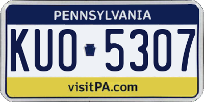 PA license plate KUO5307