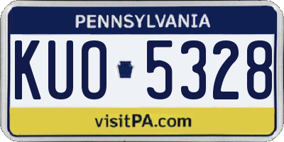 PA license plate KUO5328