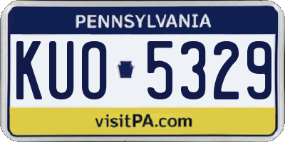 PA license plate KUO5329