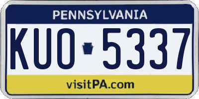 PA license plate KUO5337