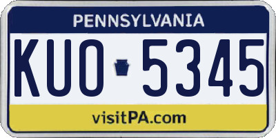 PA license plate KUO5345