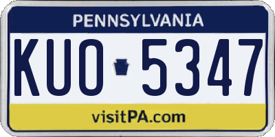 PA license plate KUO5347