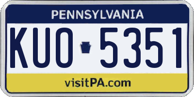 PA license plate KUO5351