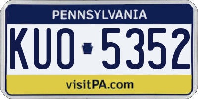 PA license plate KUO5352