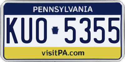 PA license plate KUO5355