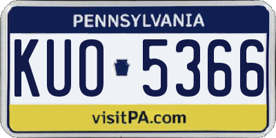 PA license plate KUO5366