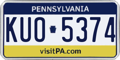 PA license plate KUO5374