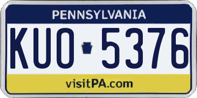 PA license plate KUO5376
